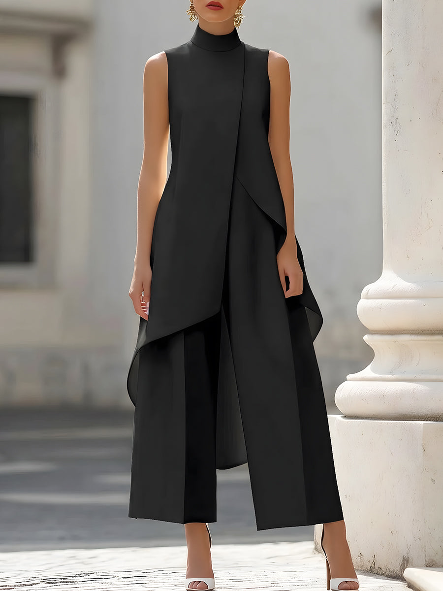 Elegant Wide-Leg Two-Piece Suit - Susan & Anne
