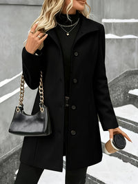 Elegant Wool Coat for Women with Notch Collar Single Breasted Longline Style - Susan & Anne