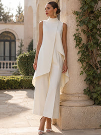Elegant Wide-Leg Two-Piece Suit - Susan & Anne