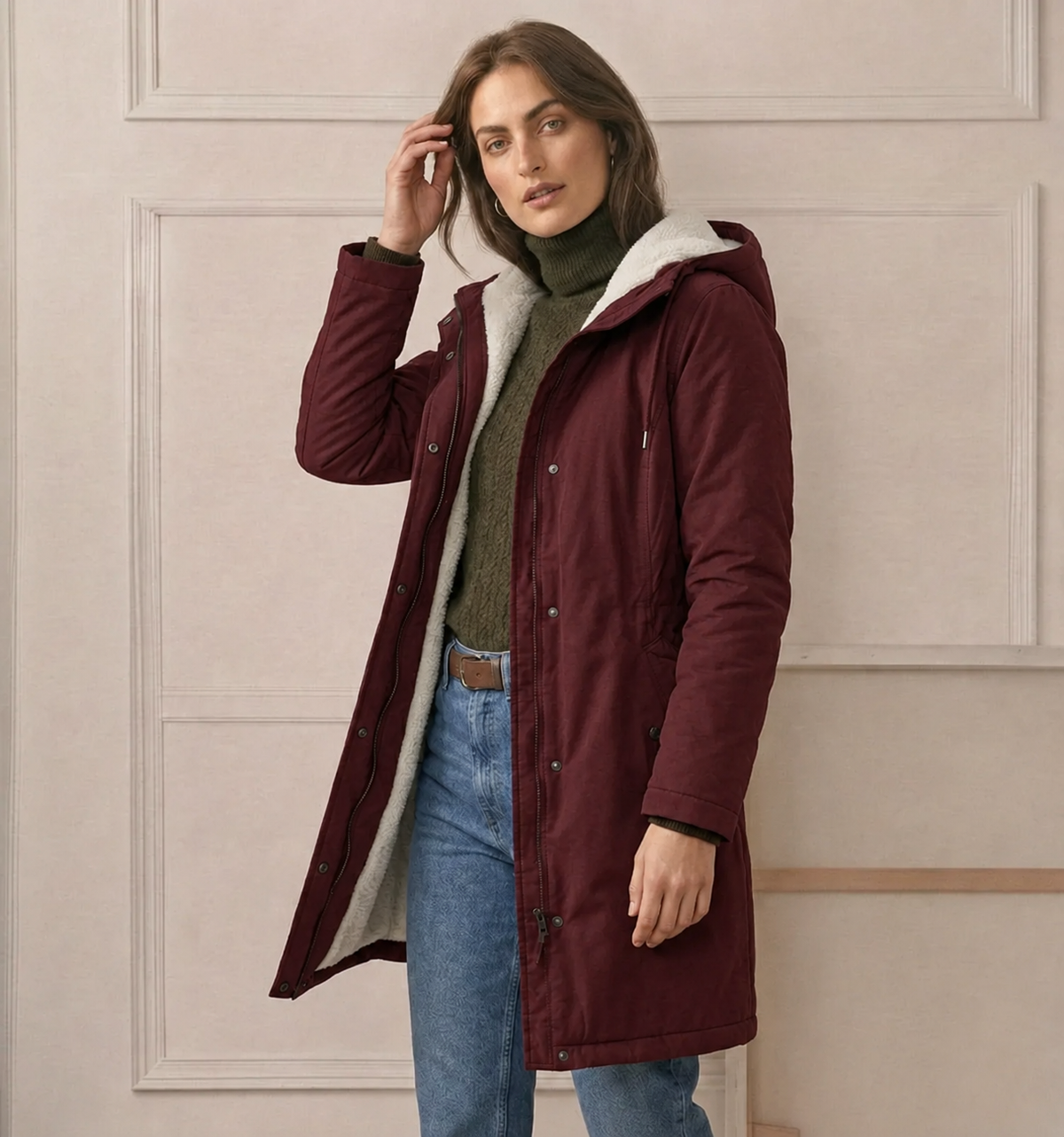 Sherpa-Lined Water-Repellent Hooded Parka – Susan & Anne