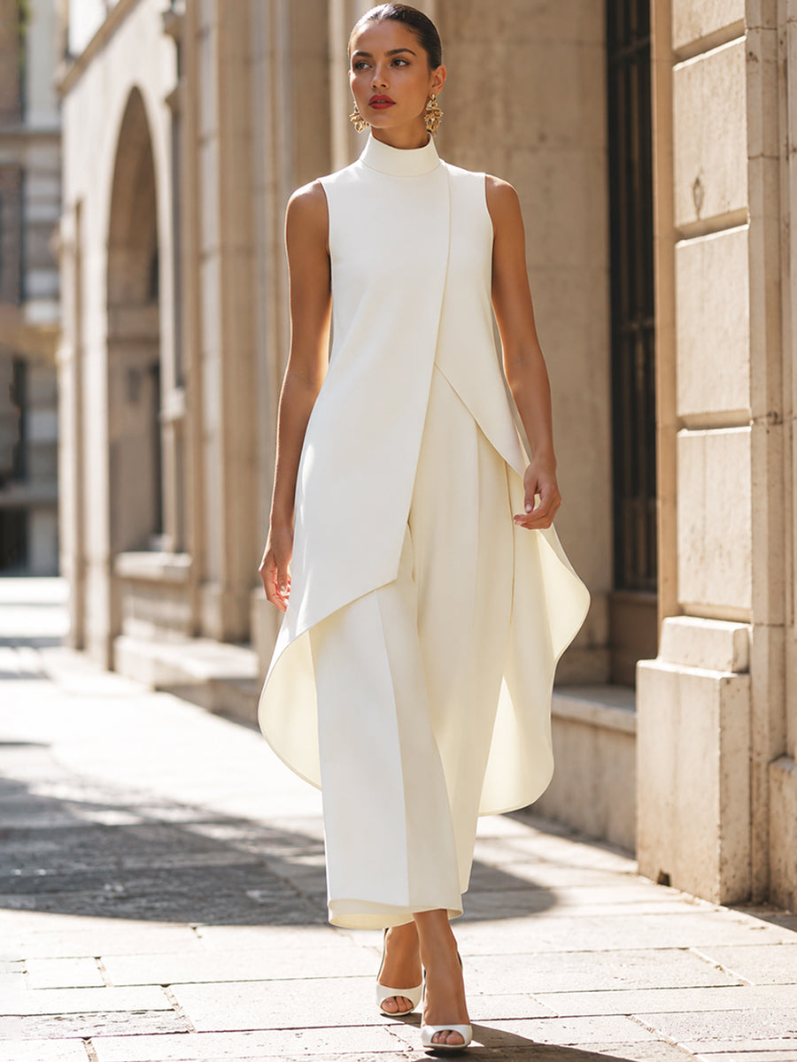 Elegant Wide-Leg Two-Piece Suit - Susan & Anne