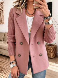 Knit-Sleeve Double-Breasted Blazer – Susan & Anne