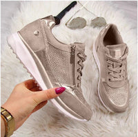 Lace Up Sneakers With Side Zip Casual Fit