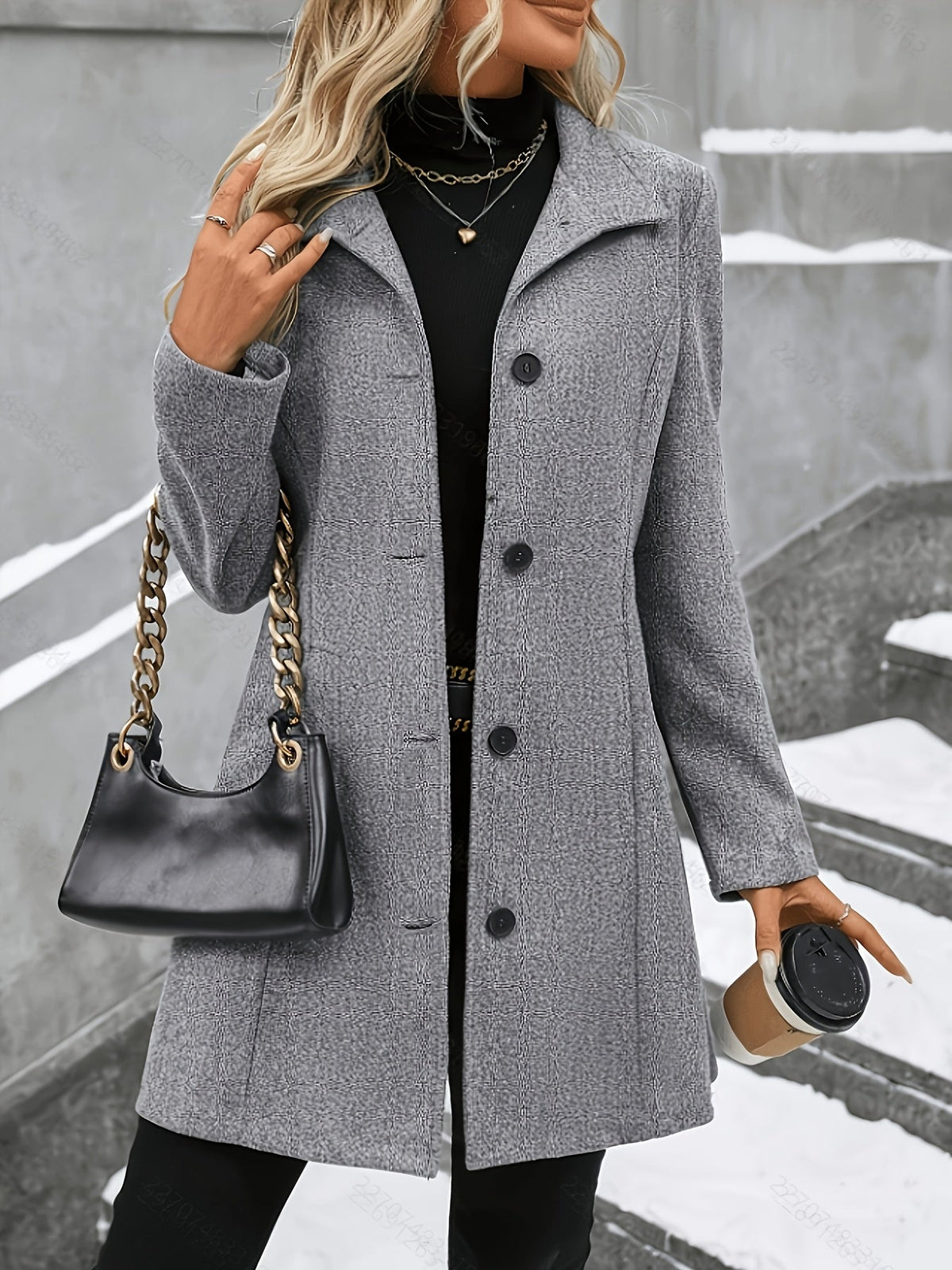 Elegant Wool Coat for Women with Notch Collar Single Breasted Longline Style - Susan & Anne