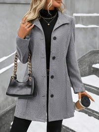 Elegant Wool Coat for Women with Notch Collar Single Breasted Longline Style - Susan & Anne