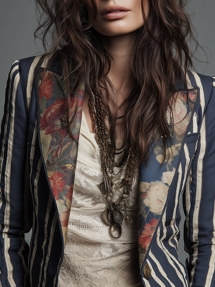 Avenorix - Bohemian Floral Blazer