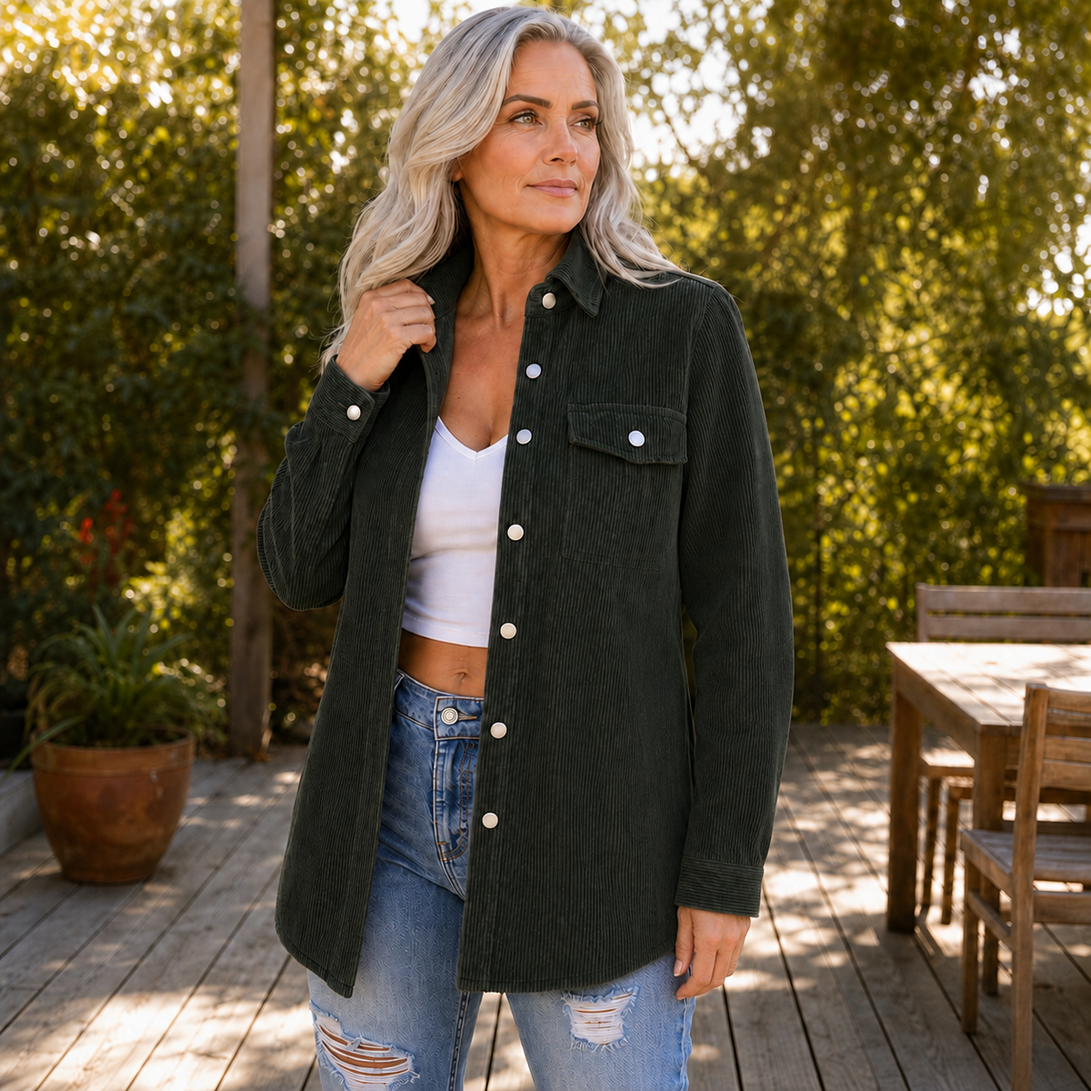 Oversized Wide-Wale Shirt Jacket - Susan & Anne