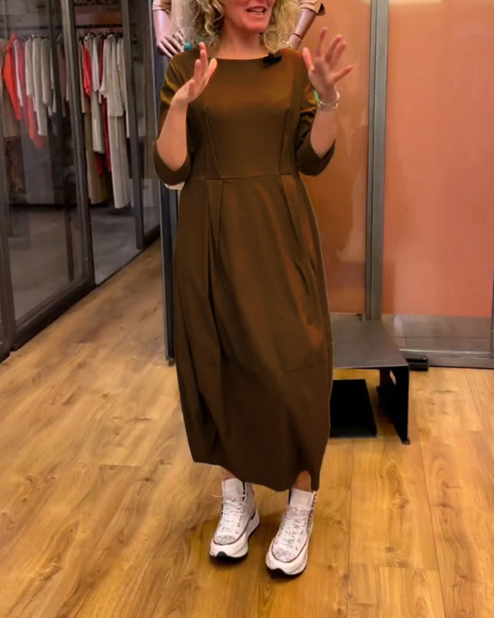 Berenice - 3/4-Sleeve Round-Neck Dress