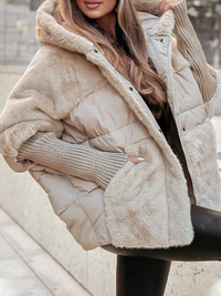 Hemline detail of the elegant puffer jacket