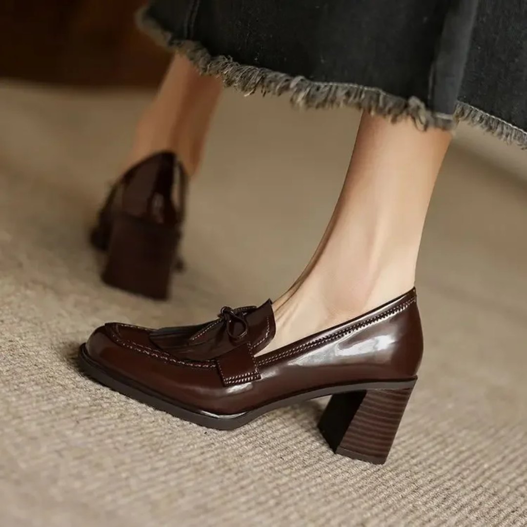 Vivienne - Tassel Loafer Pumps Block Heel Round Toe Heels