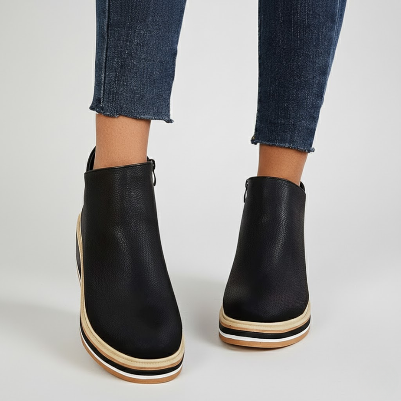 Lorelei - Orthopedic Leather Wedge Boots