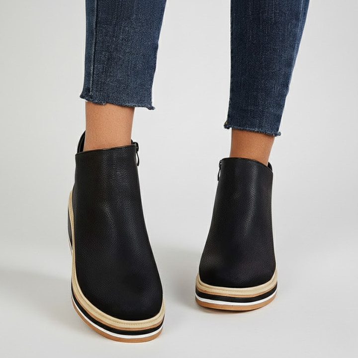 Lorelei - Orthopedic Leather Wedge Boots
