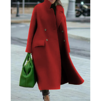 Elegant Wool Trench Coat for Women with Stand Collar Long Sleeve Double Breasted Maxi Style - Susan & Anne