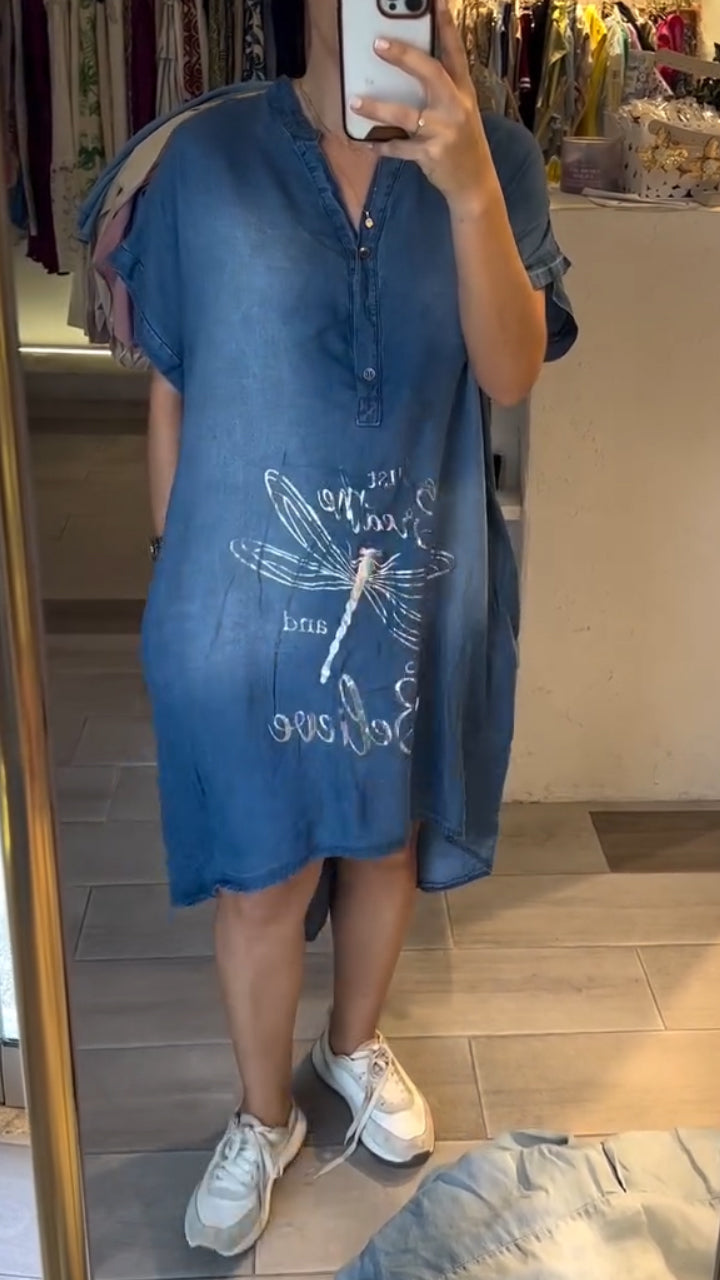 Amandine - Buttoned Denim Dress