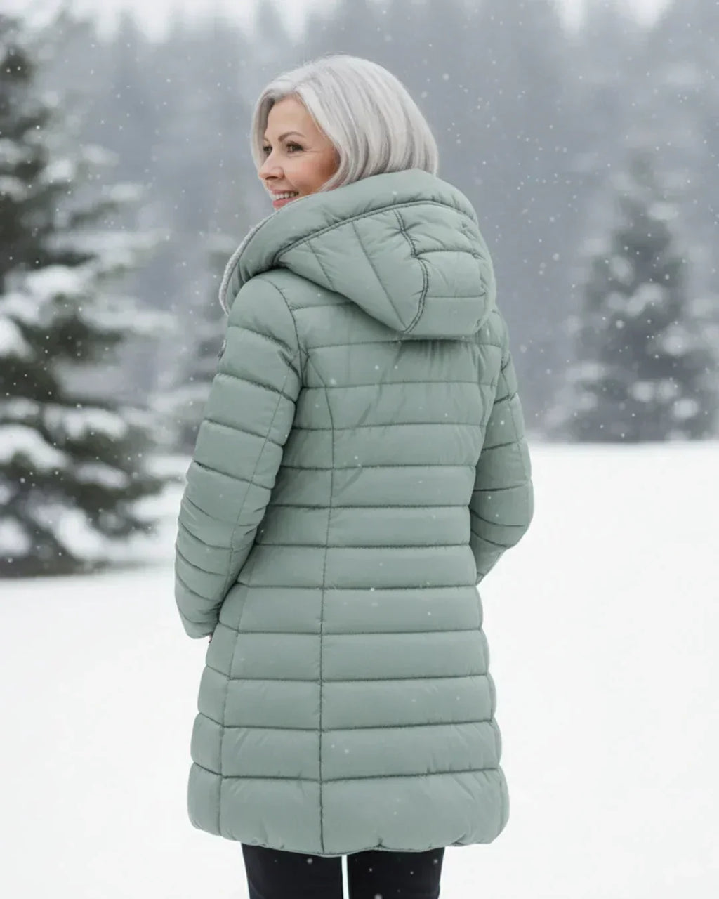 Close-up texture of the georgina padded winter jacket