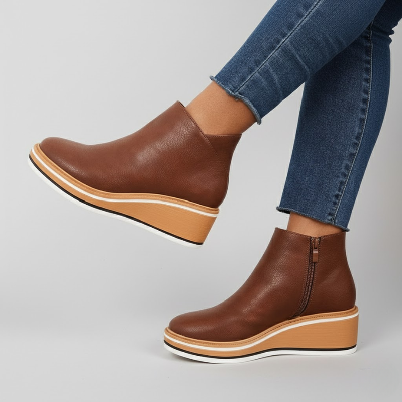 Lorelei - Orthopedic Leather Wedge Boots