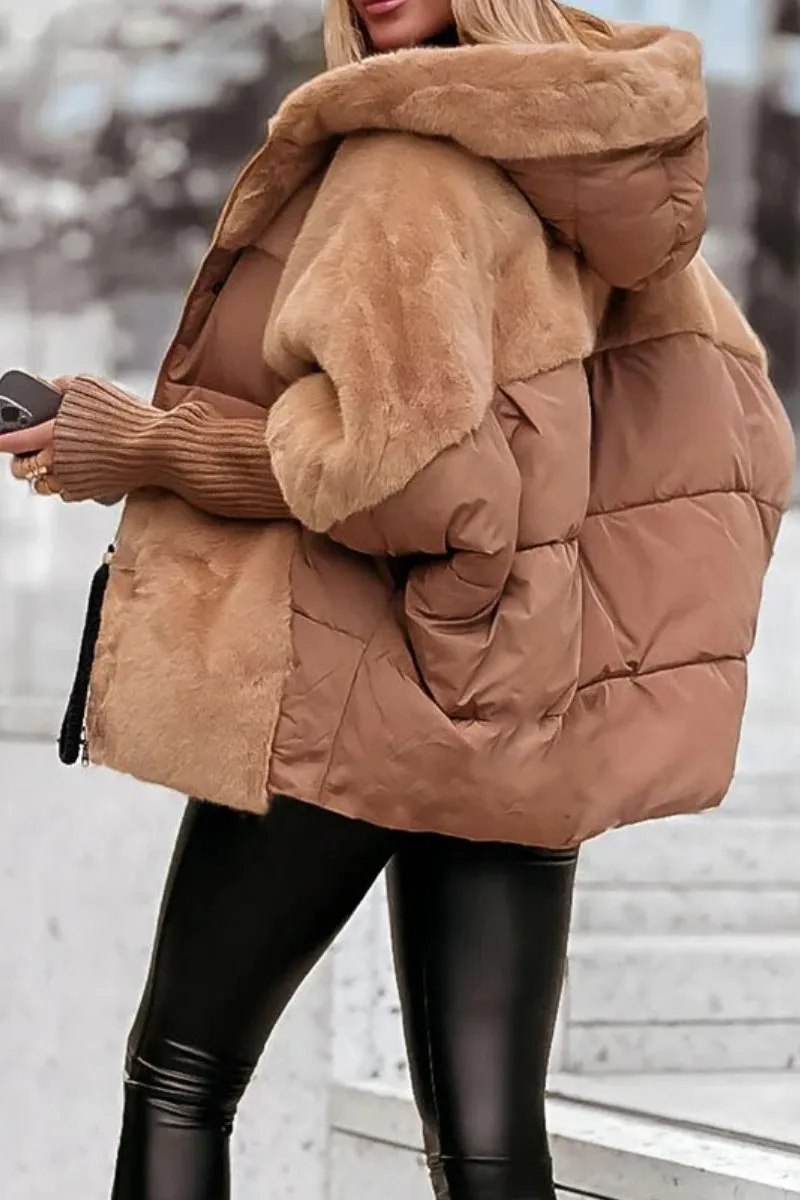 Back view of the elegant puffer jacket