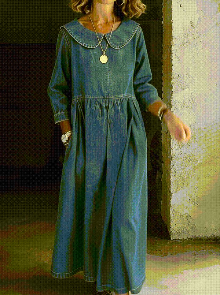 Clara - Peter Pan Collar Denim Dress