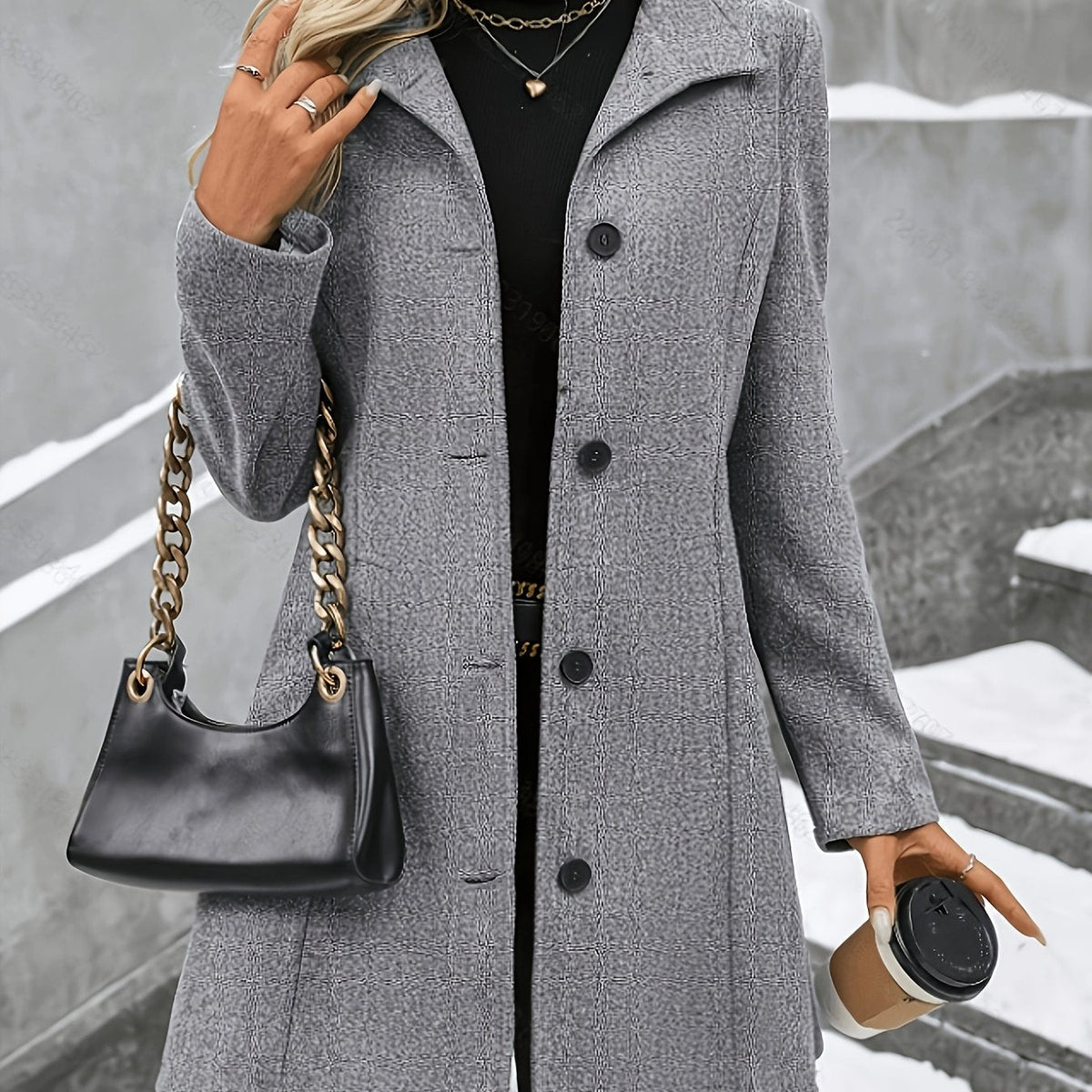 Elegant Wool Coat for Women with Notch Collar Single Breasted Longline Style - Susan & Anne