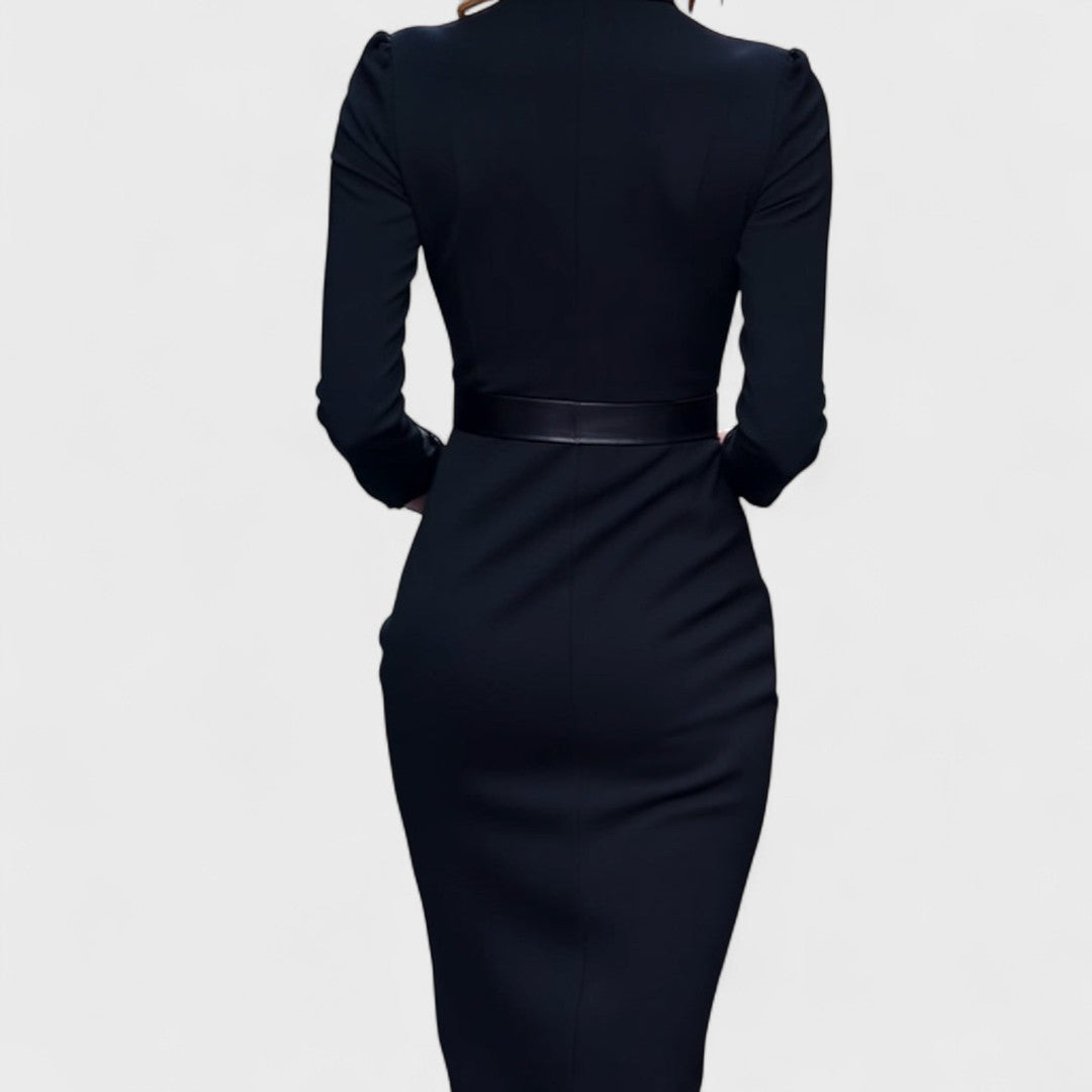 Juliette - Belted Mandarin-Collar Dress