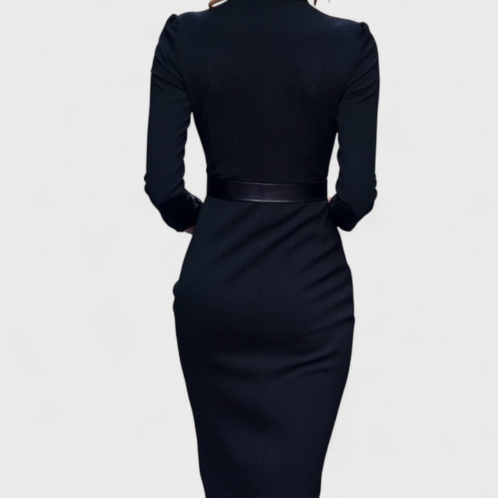 Juliette - Belted Mandarin-Collar Dress