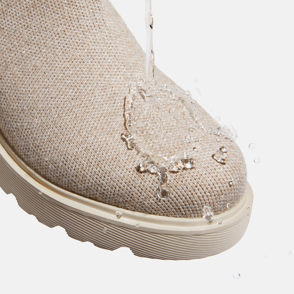 Eduarda – Knee-High Knit Wedge Boots - Oatmilk