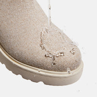 Eduarda – Knee-High Knit Wedge Boots - Oatmilk