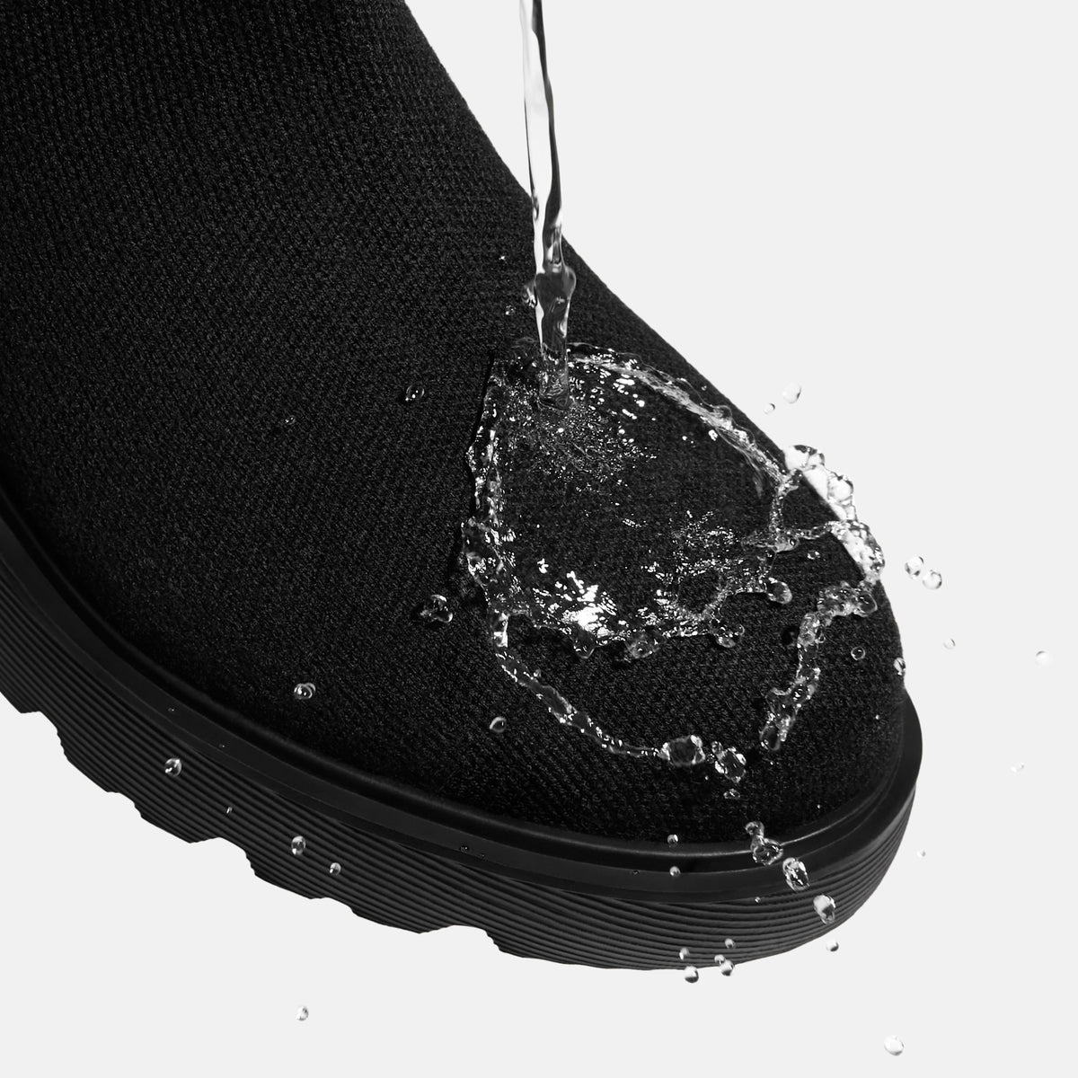 Eduarda – Knee-High Knit Wedge Boots - Black