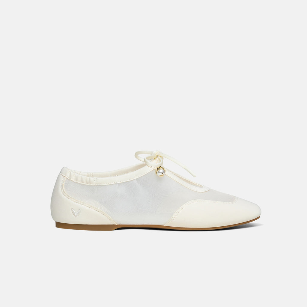 Ciara – Square-Toe Organza Sneakerinas - Cream