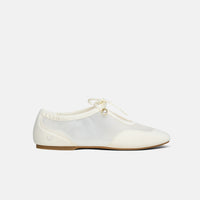 Ciara – Square-Toe Organza Sneakerinas - Cream