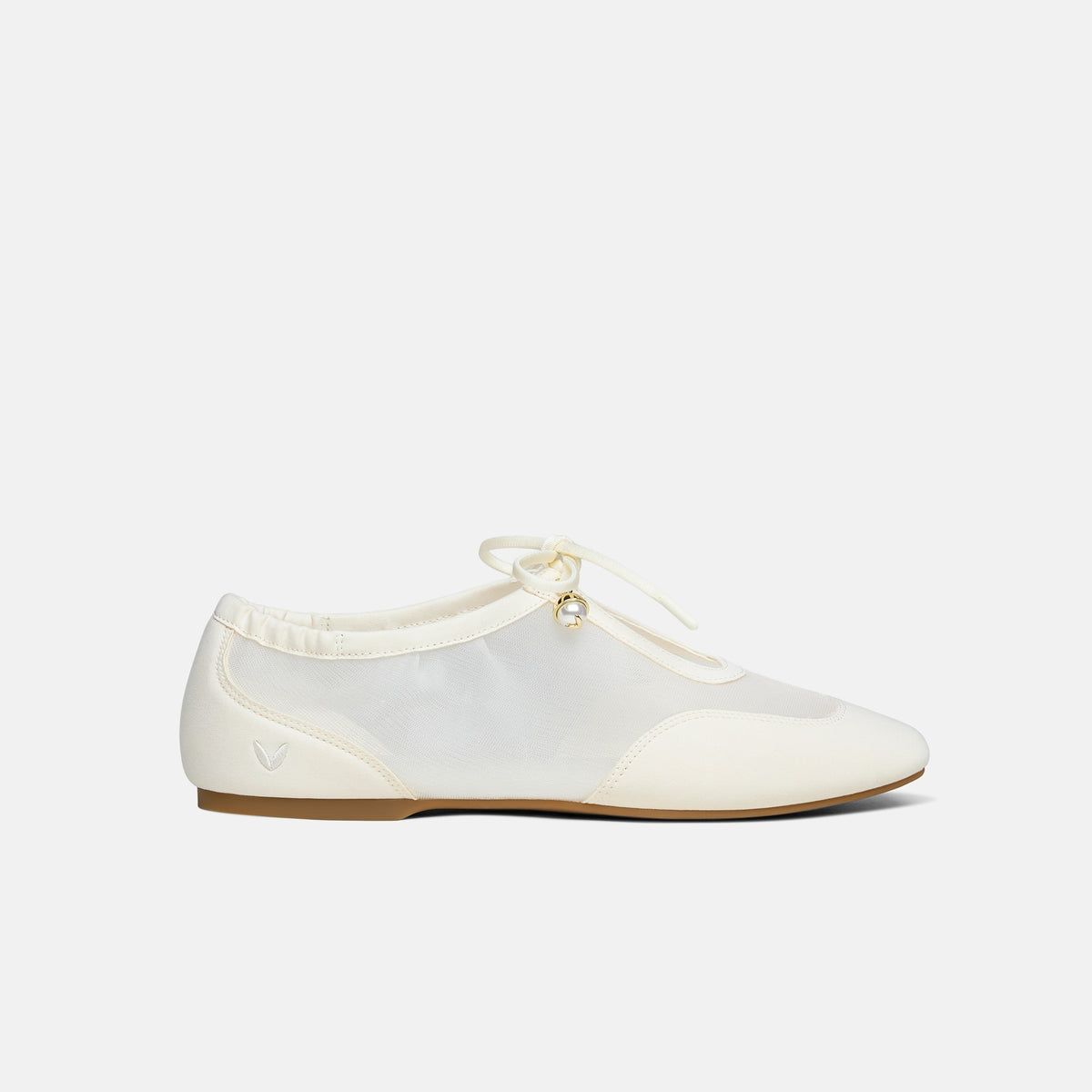 Ciara – Square-Toe Organza Sneakerinas - Cream