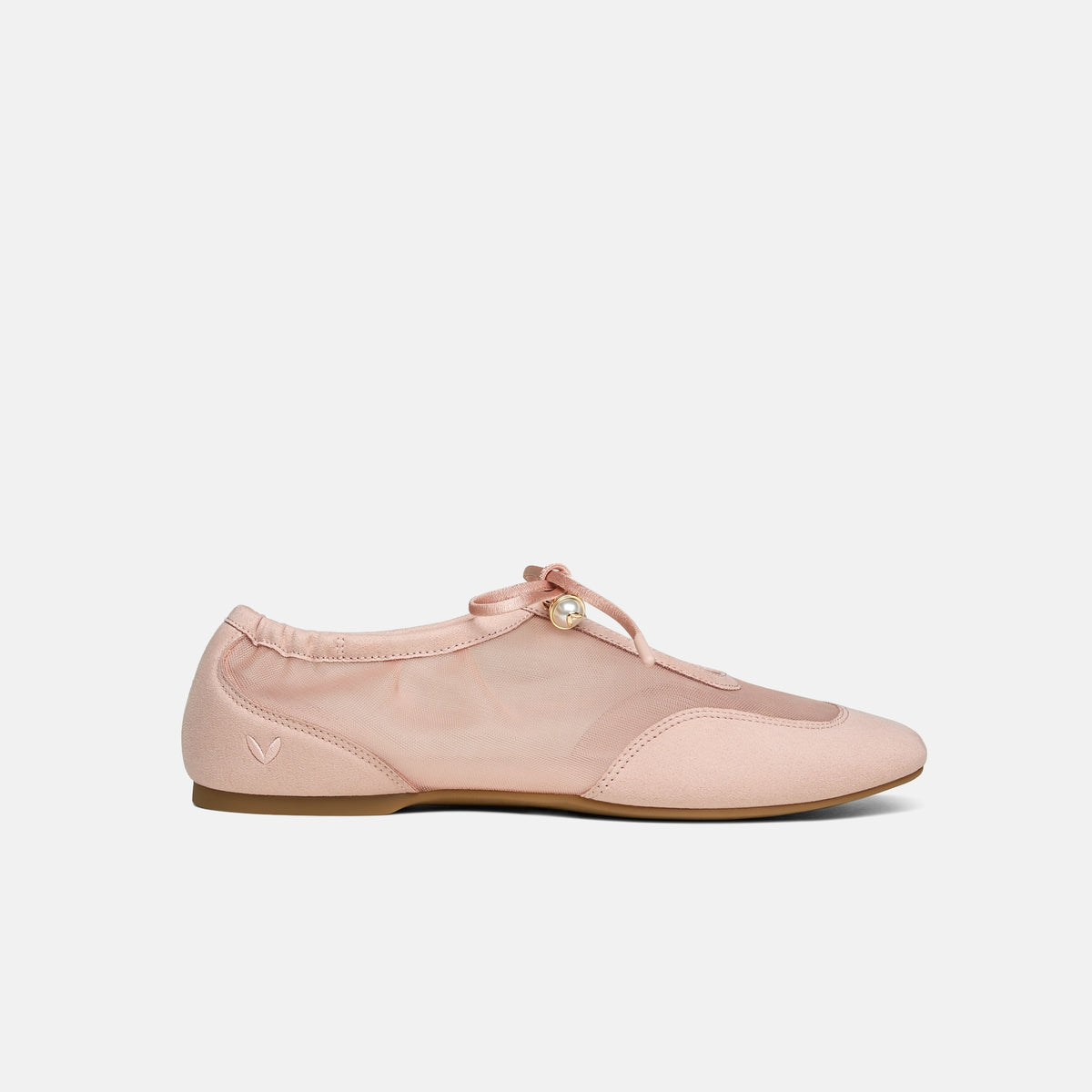 Ciara – Square-Toe Organza Sneakerinas - Peach Blush