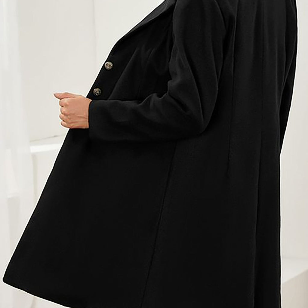 Elegant Wool Coat for Women with Notched Lapel Long Sleeve Button Front Tailored Style - Susan & Anne