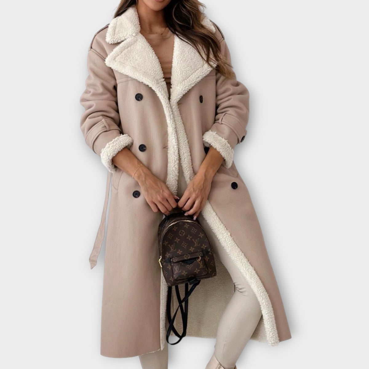 Sherpa-Lined Double-Breasted Trench Coat – Susan & Anne