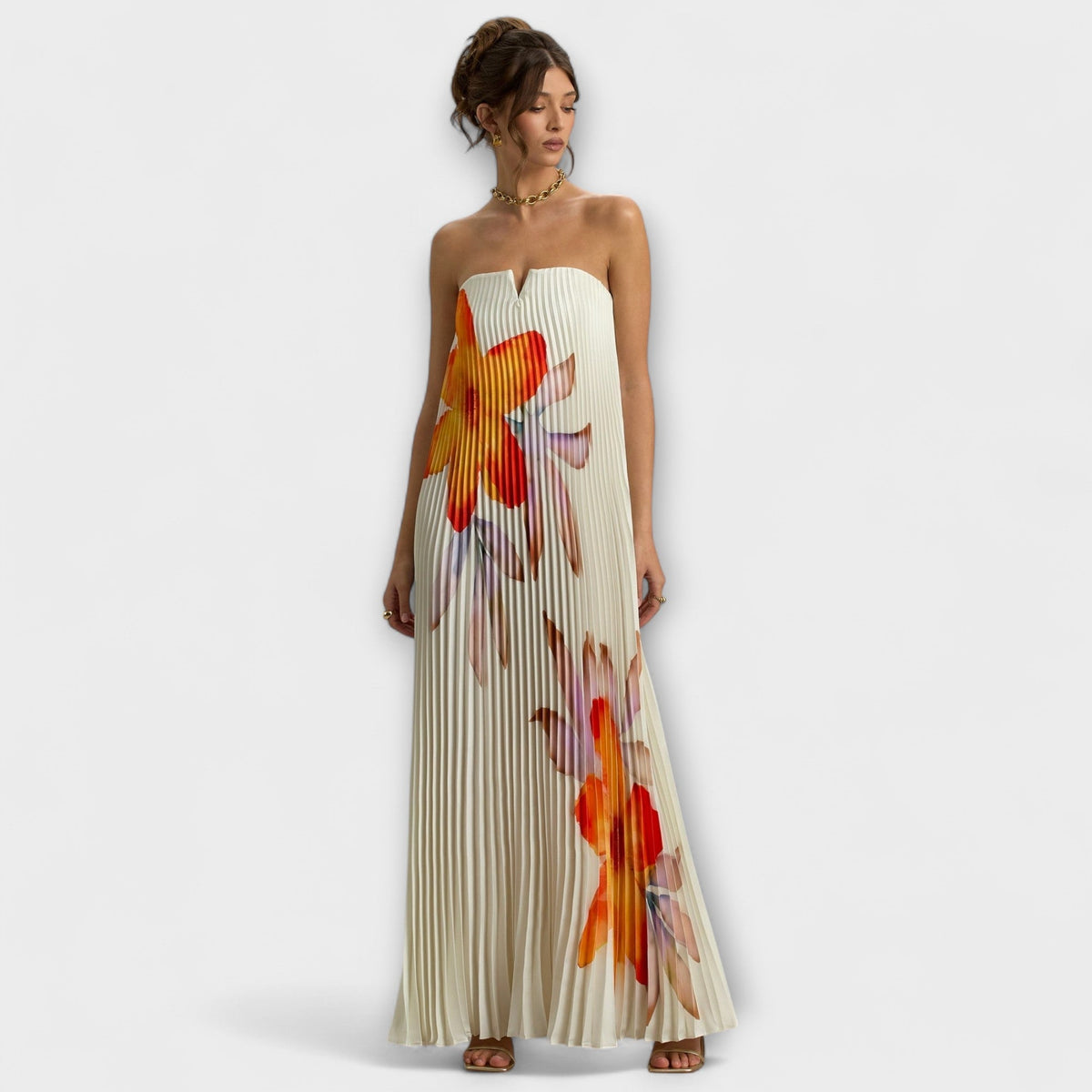 Orange Floral Maxi Dress