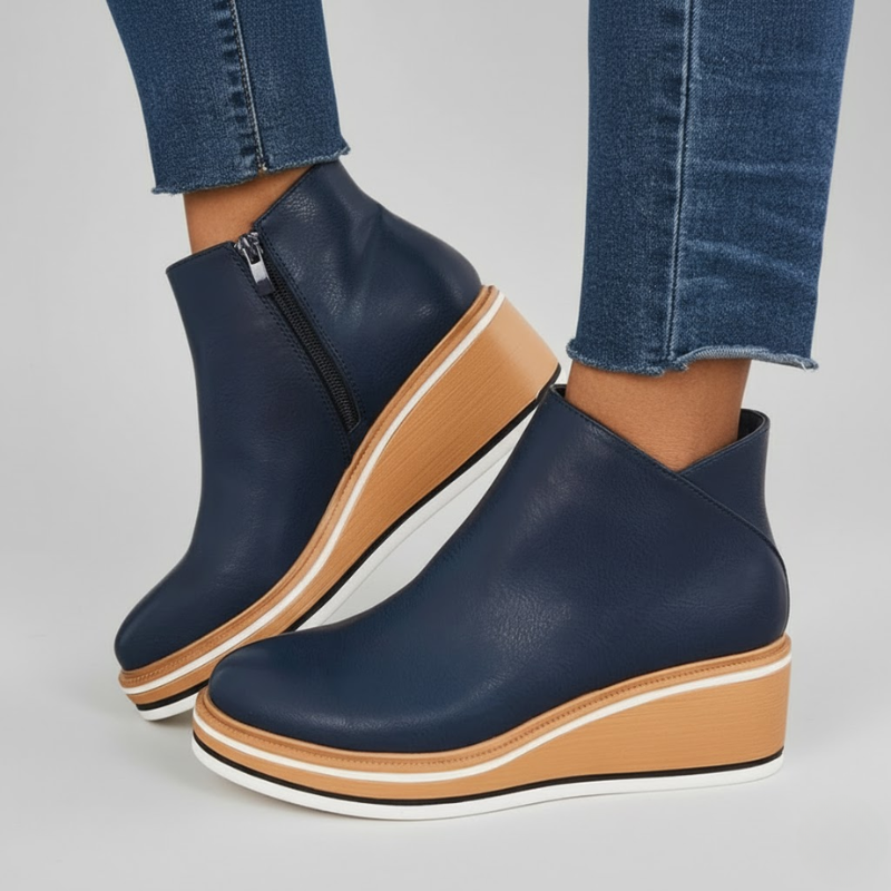 Lorelei - Orthopedic Leather Wedge Boots