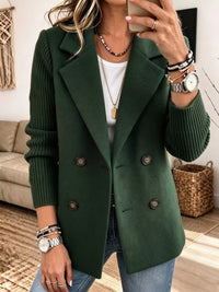 Knit-Sleeve Double-Breasted Blazer – Susan & Anne