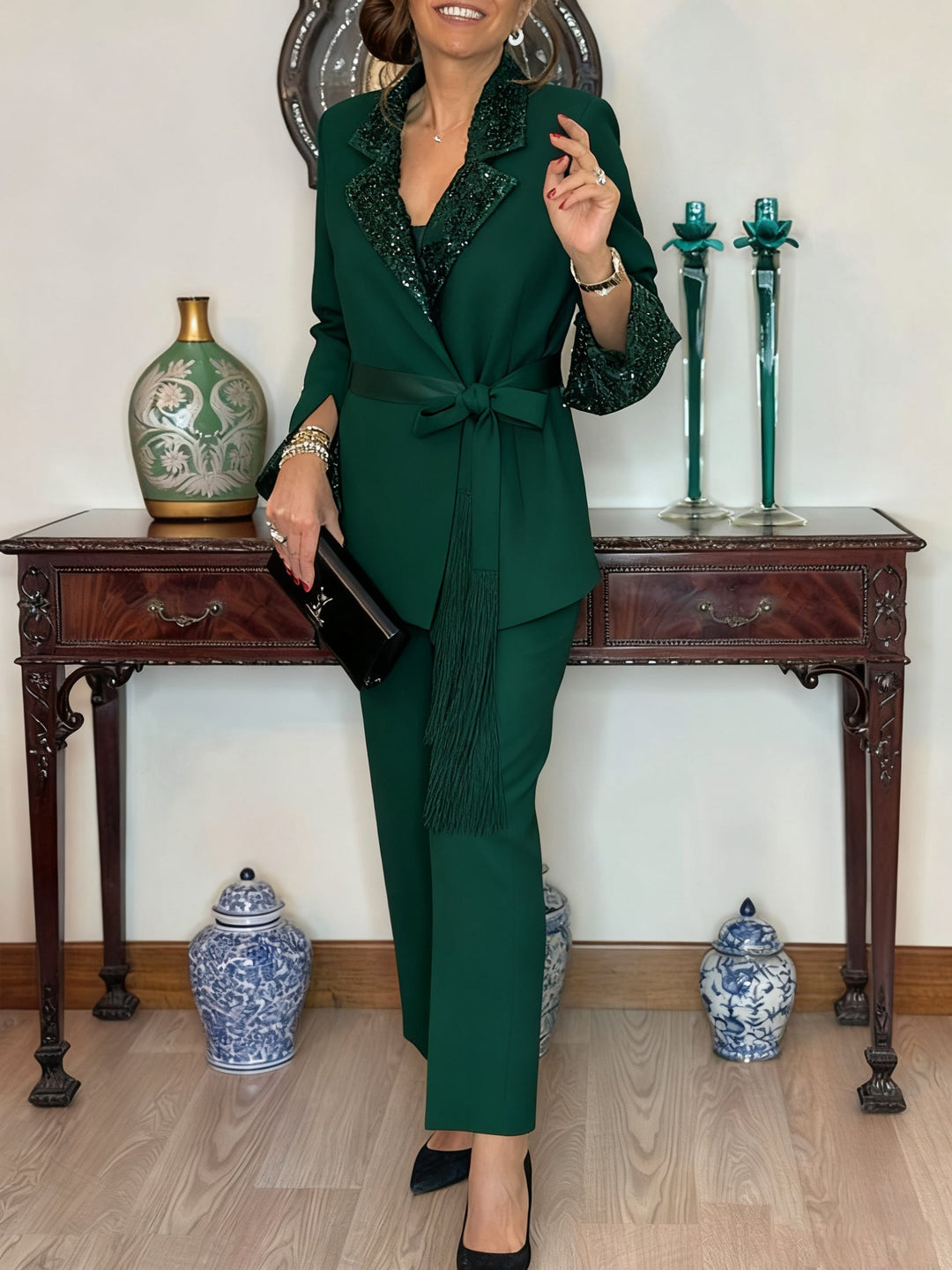 Dorinelle - Sequin Blazer & Trousers Set