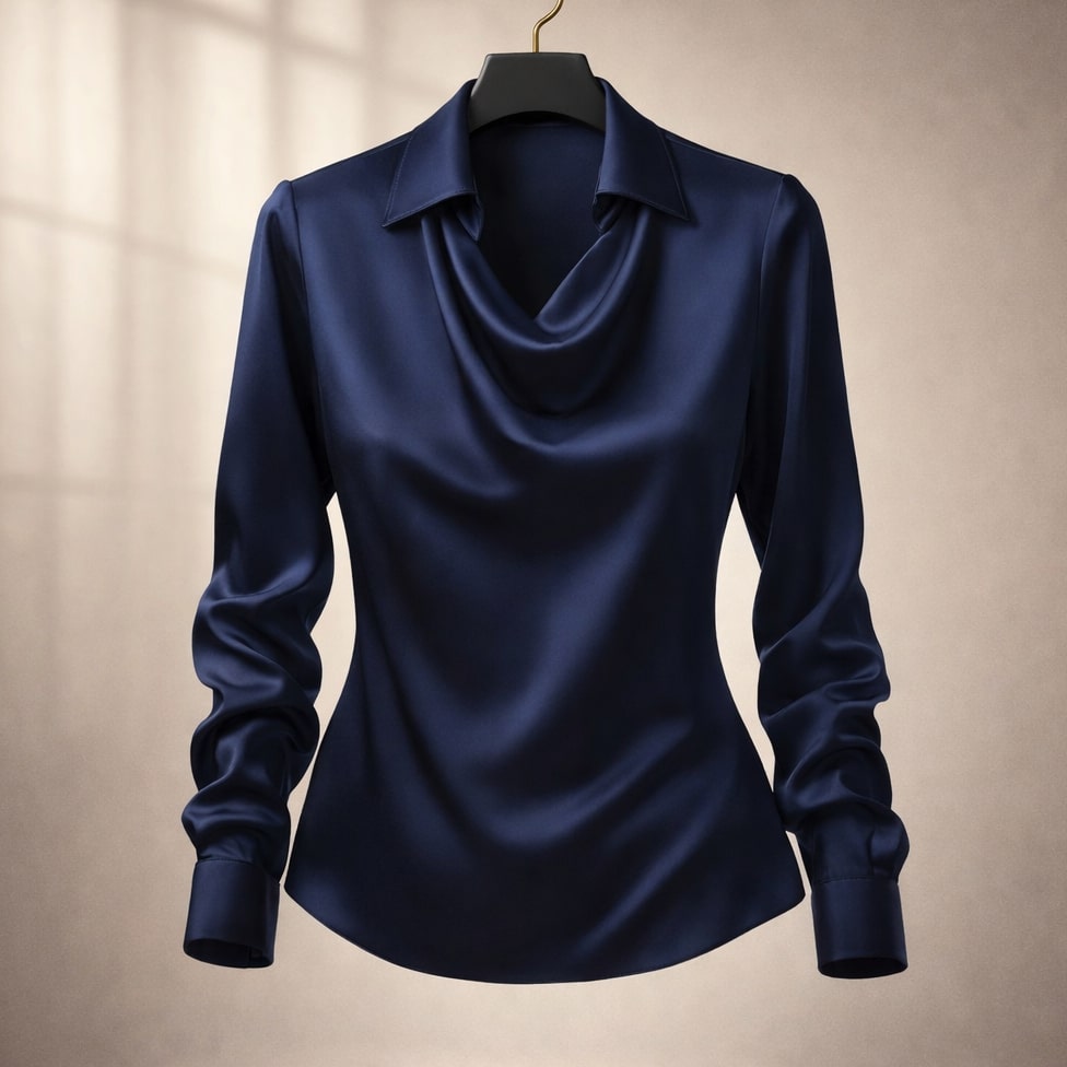 Styled look with the isola draped satin blouse