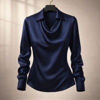 Styled look with the isola draped satin blouse