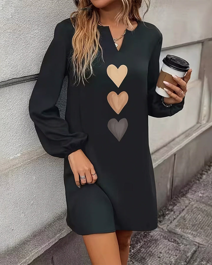 Adele - Heart-Print Shift Dress