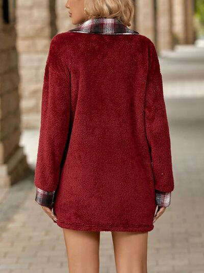 Amy | Plaid Contrast Dropped Shoulder Coat