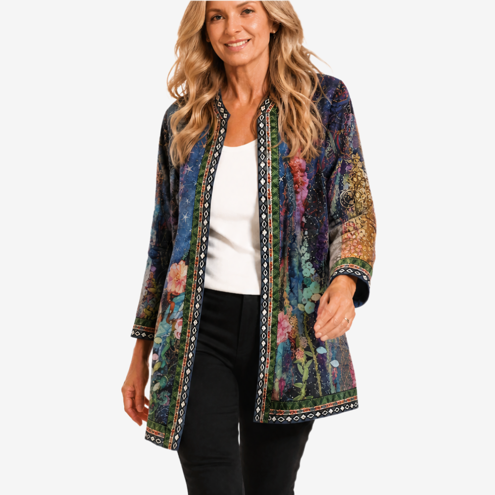 Art-Print Open Jacket for Effortless Style - Susan & Anne