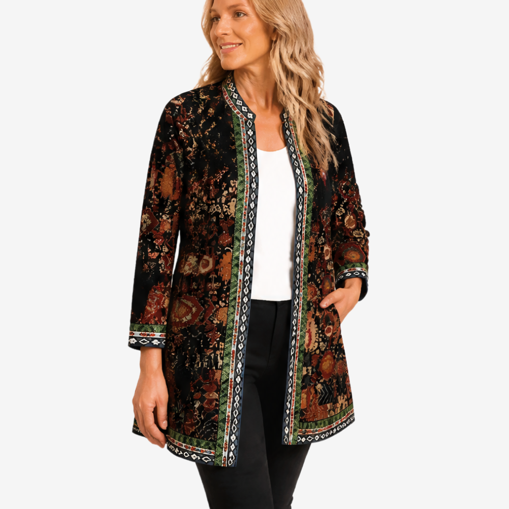 Art-Print Open Jacket for Effortless Style - Susan & Anne