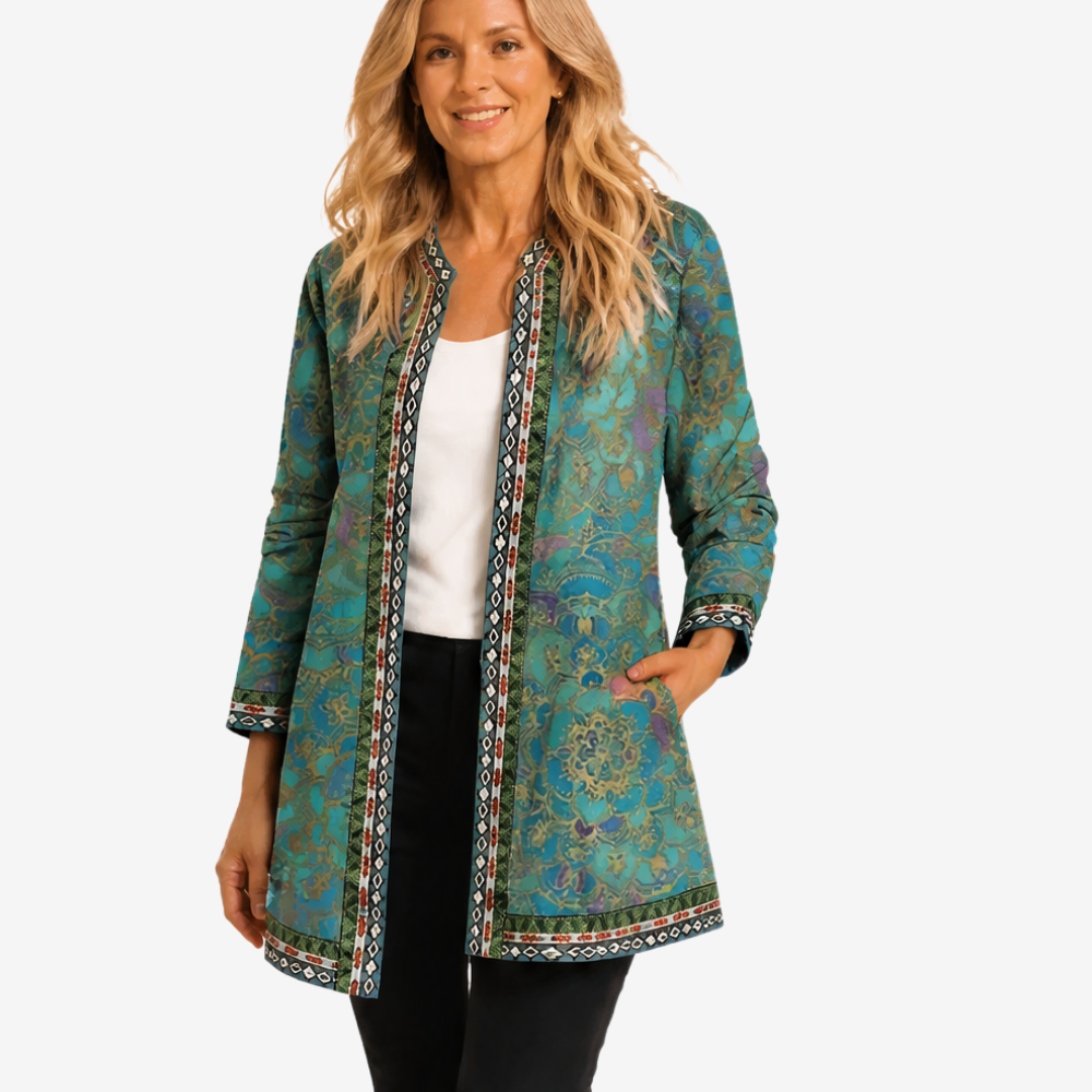 Art-Print Open Jacket for Effortless Style - Susan & Anne