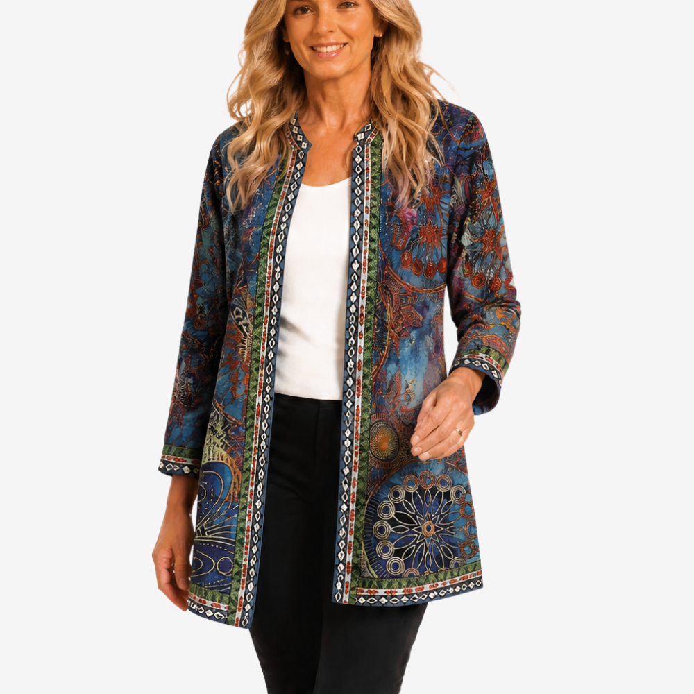 Art-Print Open Jacket for Effortless Style - Susan & Anne