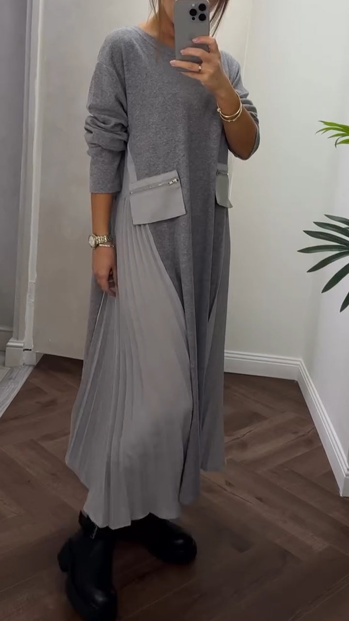 Celestine - Pleated Round-Neck Dress