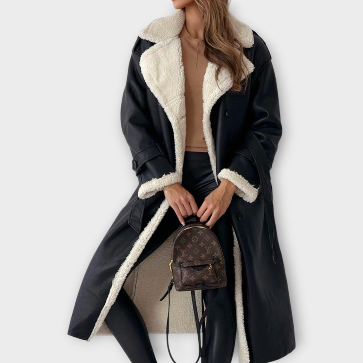 Sherpa-Lined Double-Breasted Trench Coat – Susan & Anne