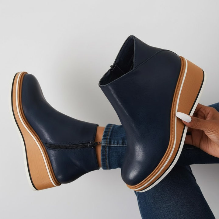 Lorelei - Orthopedic Leather Wedge Boots