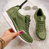 Lace Up Sneakers With Side Zip Casual Fit